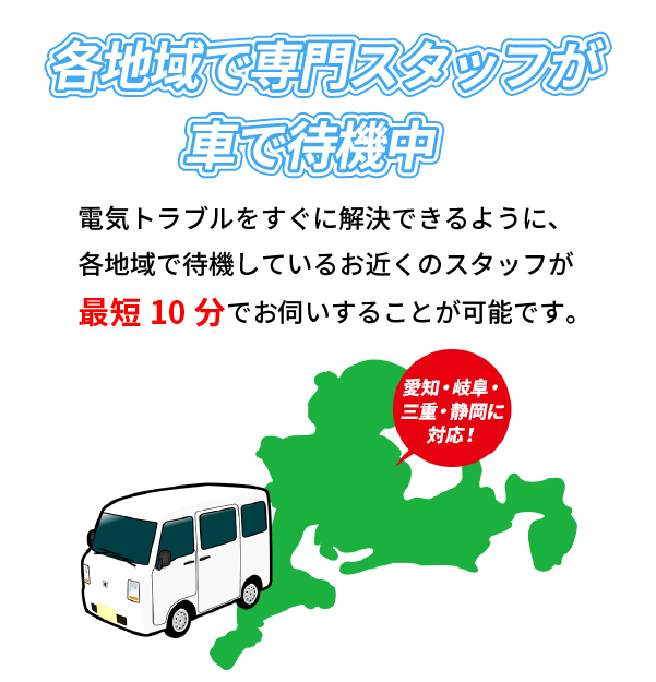 各地域で専門スタッフが車で待機中